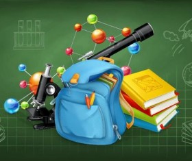 Back to school background with green chalkboard vector 02