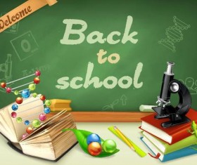 Back to school background with green chalkboard vector 04