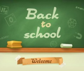 Back to school background with green chalkboard vector 05 free