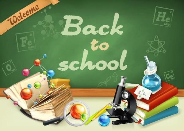 Back to school background with green chalkboard vector 08