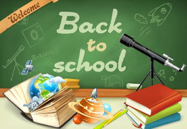 Back to school background with green chalkboard vector 09