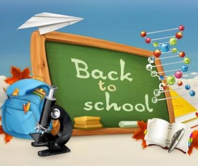 Back to school background with green chalkboard vector 10