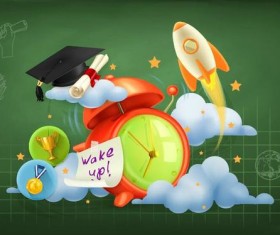Back to school background with green chalkboard vector 11