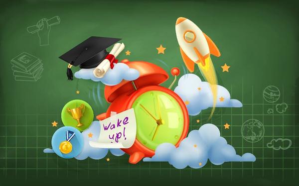 Back to school background with green chalkboard vector 11