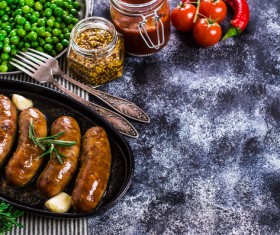 Baked meat sausages Stock Photo 01