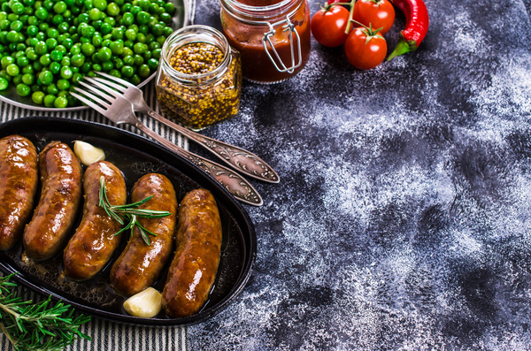 Baked meat sausages Stock Photo 01