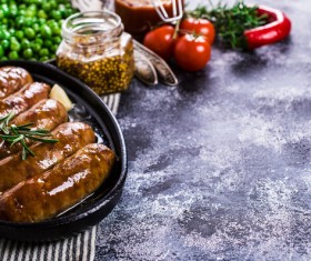 Baked meat sausages Stock Photo 03