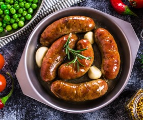 Baked meat sausages Stock Photo 06