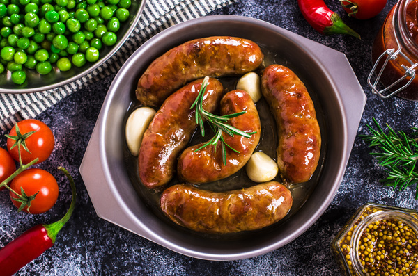 Baked meat sausages Stock Photo 06