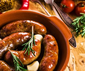 Baked meat sausages Stock Photo 07