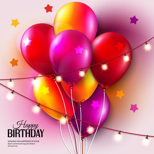 Balloon with light bulb decor birthday background vector