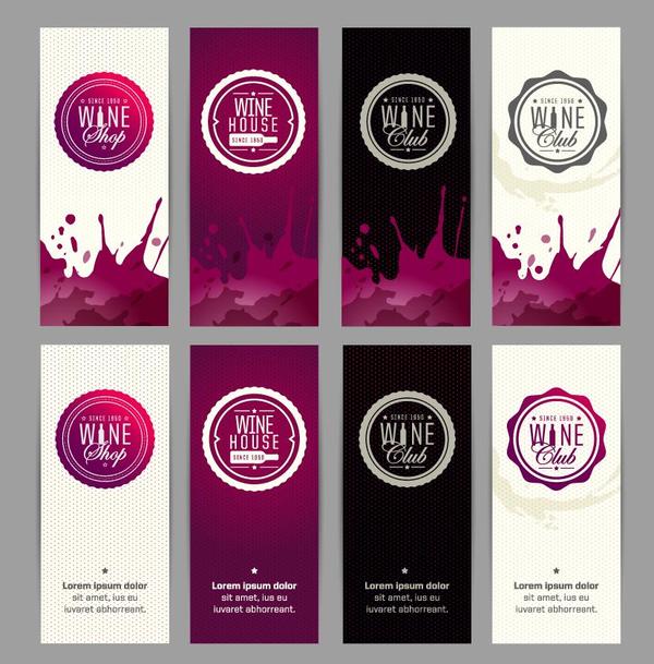 Banner wine design vectors set