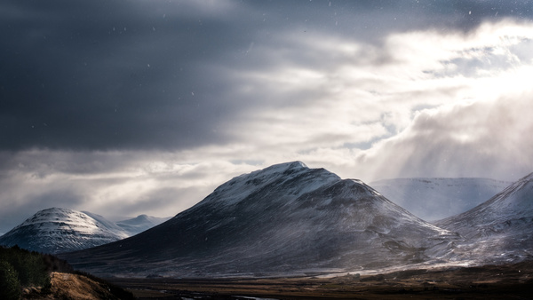 Beautiful frosty mountain landscape Stock Photo