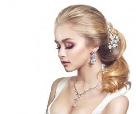 Beautiful girl wearing diamond jewelry Stock Photo 01