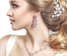 Beautiful girl wearing diamond jewelry Stock Photo 02