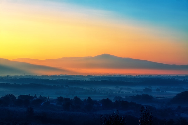 Beautiful highland at sunrise Stock Photo