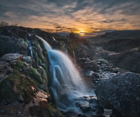 Beautiful natural waterfall landscape Stock Photo