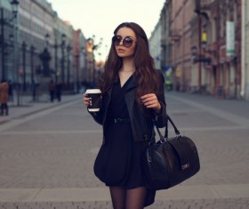 Beautiful stylish girl on the street Stock Photo