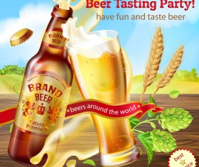 Beer testing party poster vector 01