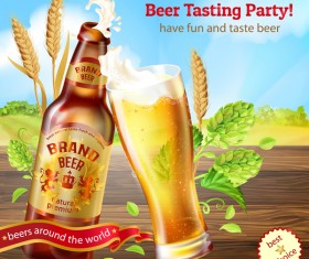 Beer testing party poster vector 02