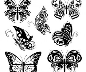 Black decor butterflies vector
