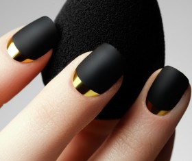 Black nail polish nail art Stock Photo 05