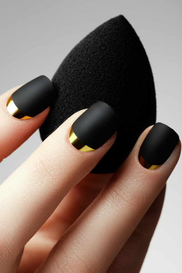 Black nail polish nail art Stock Photo 05