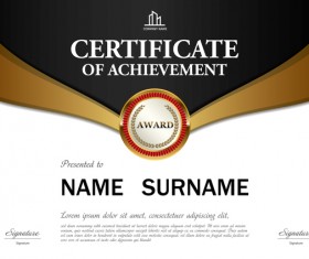 Black with golden certificate template vectors 01