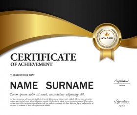 Black with golden certificate template vectors 02