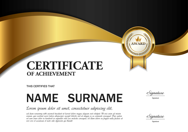 Black with golden certificate template vectors 02