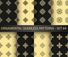 Black with golden ornament seamless pattern vector 01
