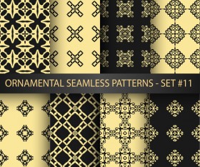 Black with golden ornament seamless pattern vector 02