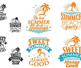 Black with orange summer labels vector