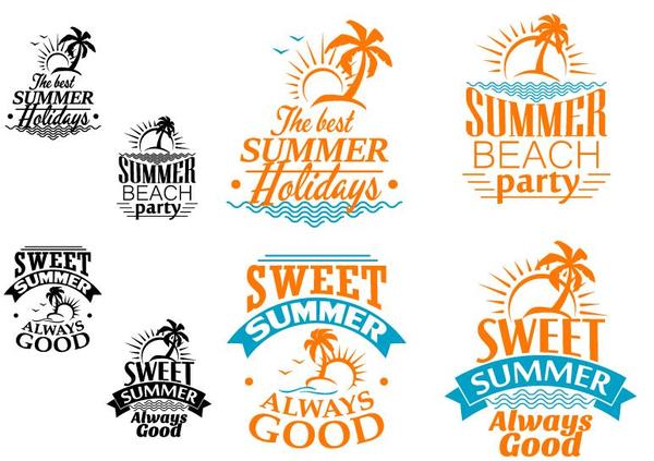Black with orange summer labels vector