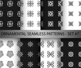 Black with white ornament seamless pattern vector 01