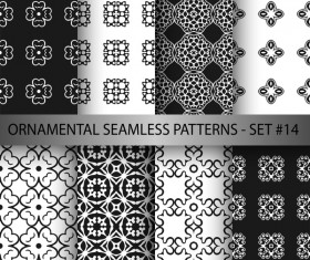 Black with white ornament seamless pattern vector 02
