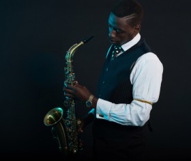 Blowing saxophone man Stock Photo 01