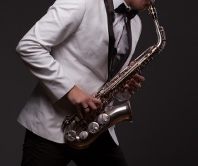 Blowing saxophone man Stock Photo 02
