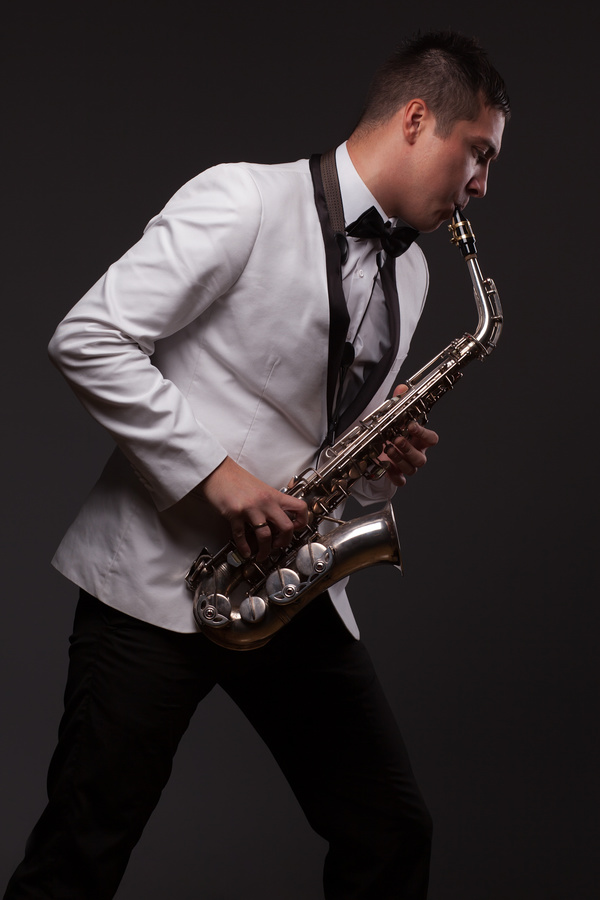 Blowing saxophone man Stock Photo 02