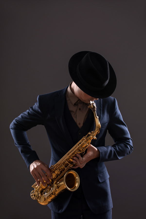 Blowing saxophone man Stock Photo 03