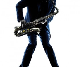 Blowing saxophone man Stock Photo 04