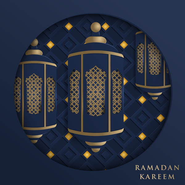 Blue Islamic ramadhan backgrounds vector