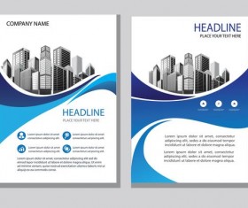 Blue abstract magazine with brochure cover 02