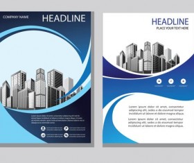 Blue abstract magazine with brochure cover 03