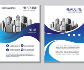 Blue abstract magazine with brochure cover 04