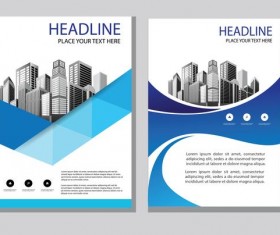 Blue abstract magazine with brochure cover 05