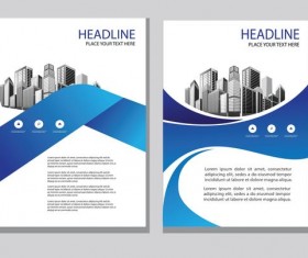 Blue abstract magazine with brochure cover 06