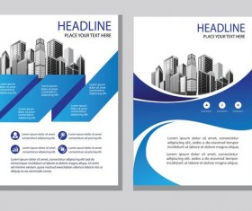 Blue abstract magazine with brochure cover 07