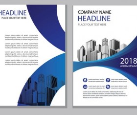 Blue abstract magazine with brochure cover 08