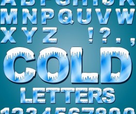 Blue alphaber with number and snow vector